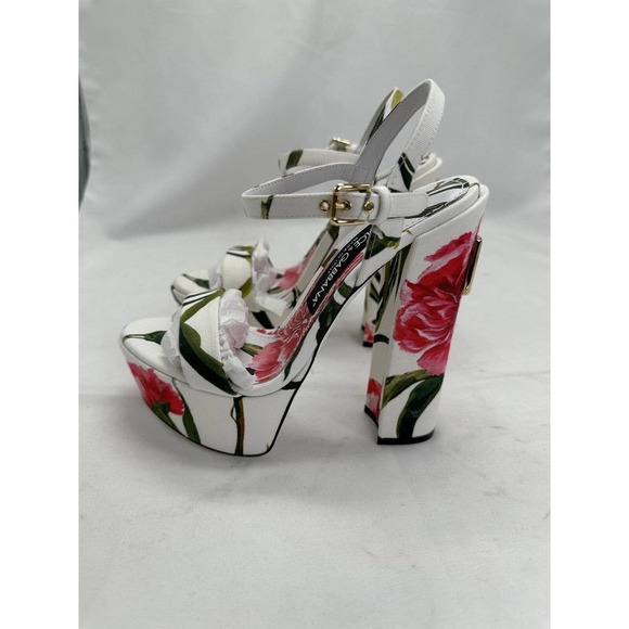 Dolce & Gabbana Women's Keira Floral Block Heel Platform Flowers EUR 36 US 6 - Picture 4 of 7